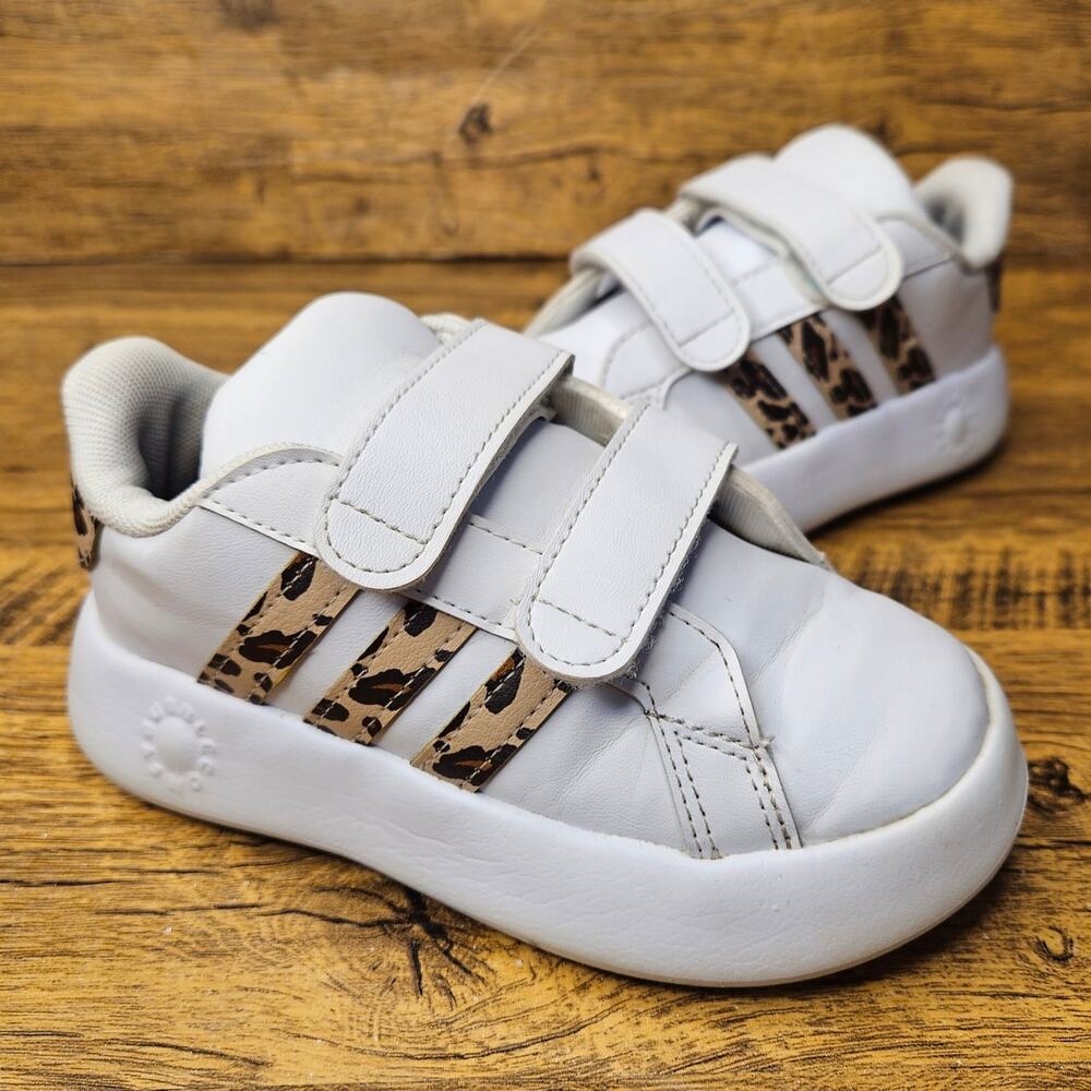 Adidas Court 2.0 Cloud Magic Animal Print Hook Loop Sneakers sz 9 Kids